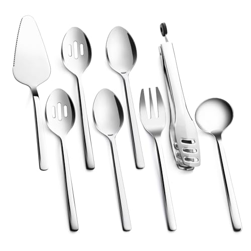 KINGSTONE 8 piece Large Hostess Serving Utensils Set,18/10 Stainless Steel